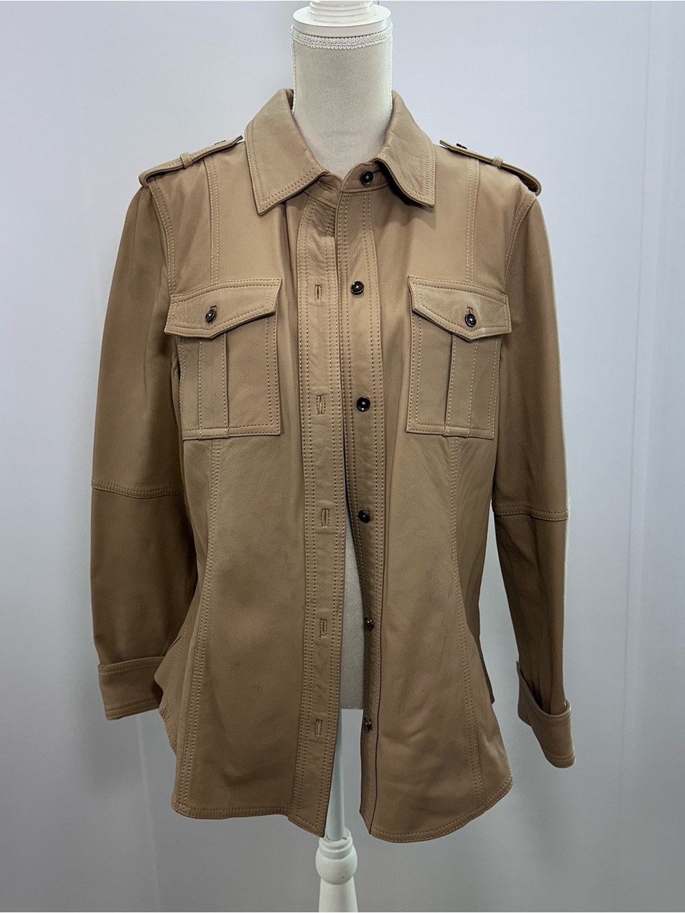 Banana Republic Heritage Collection Tan Leather Utility Jacket